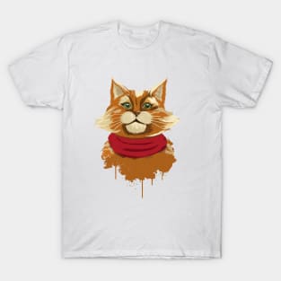 Cat in a Red Scarf T-Shirt